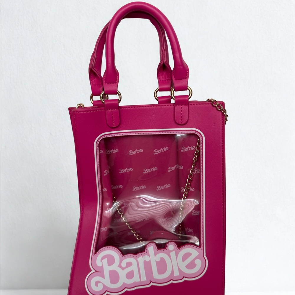 Barbie Hot Pink Clear Panel Tote Bag Logo Statement Purse Y2K Glam